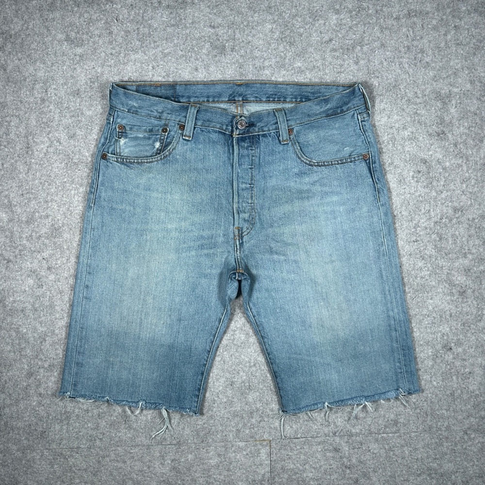 Levi's Denim Shorts Mens 34 Blue 501 Cut Off Summer Casual Streetwear